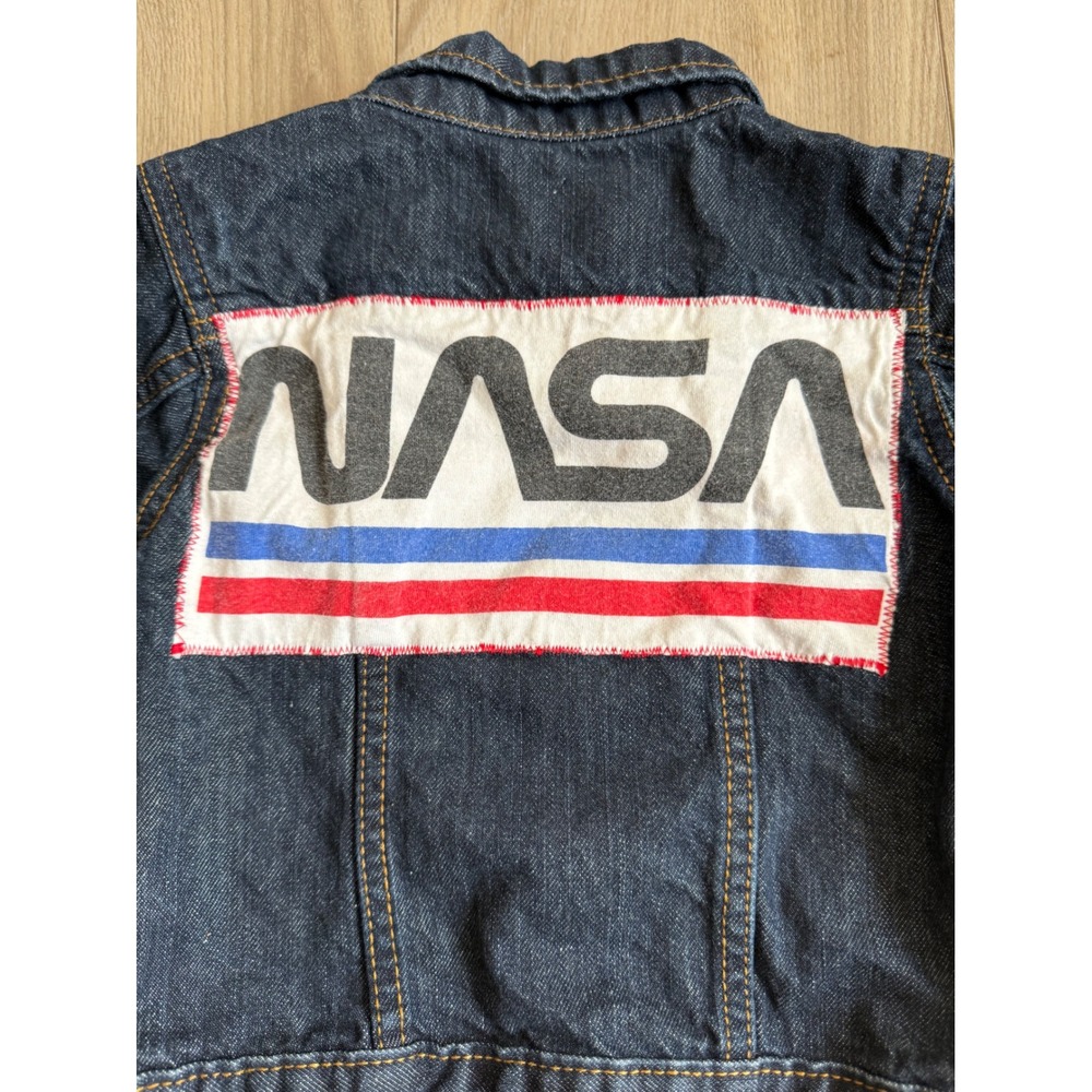 Wrangler NASA Denim Jacket Toddler Boys 3T Dark Wash Blue Jean Jacket‎ Custom - Picture 3 of 10